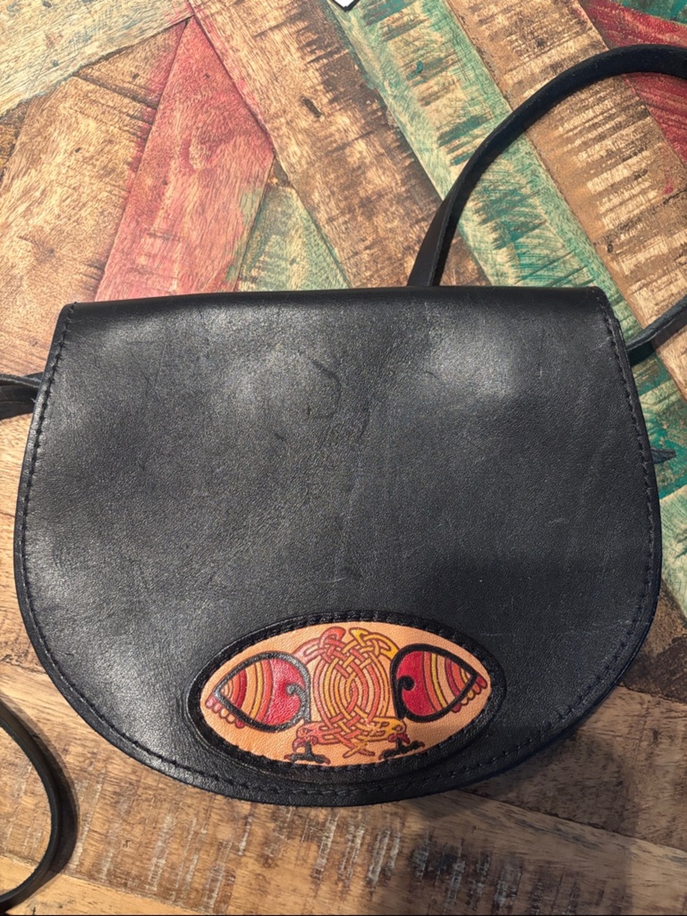 Vintage Leather Celtic Crossbody Bag